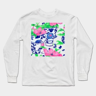 Magnolia flowers in Ming jars Long Sleeve T-Shirt